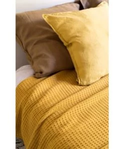 Brun De Vian-Tiran Couvertures Couverture Légère Été En Laine Léger Jaune Moutarde 180x240 Cm -Couvre-lits Soldes 2022 couverture legere ete en laine leger jaune moutarde 180x240 cm 5