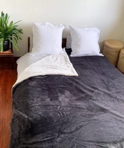 Le Comptoir De La Plage Couvertures Couverture Plaid Doublée Imitation "Lapin" Gris Anthracite 220x240 -Couvre-lits Soldes 2022 couverture plaid doublee imitation lapin gris anthracite 220x240 3