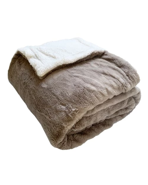 Le Comptoir De La Plage Couvertures Couverture Plaid XL Doublée Imitation "Lapin" Beige Taupe 220x240 3 Le Comptoir De La Plage Couvertures Couverture Plaid XL Doublée Imitation "Lapin" Beige Taupe 220x240