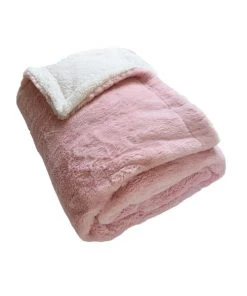 Le Comptoir De La Plage Couvertures Couverture Plaid XL Doublée Imitation "Lapin" Rose 220x240