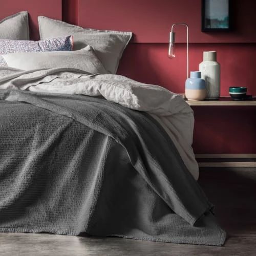 Blanc Cerise Couvre-lits Couvre-lit En Coton 250x280 Cm Gris Fonce 4 Blanc Cerise Couvre-lits Couvre-lit En Coton 250x280 Cm Gris Fonce – Image 2