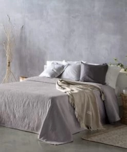 Guy Laroche Couvre-lits Couvre Lit En Coton Terre 180x270 -Couvre-lits Soldes 2022 couvre lit en coton gris 180x270 1
