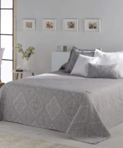 Naf Naf Couvre-lits Couvre Lit En Coton Gris 180x270