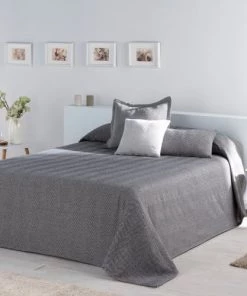 Naf Naf Couvre-lits Couvre Lit En Coton Gris 230x270