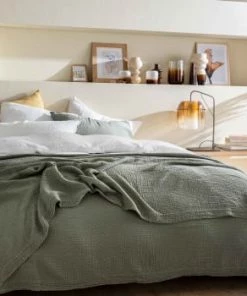 Blanc Cerise Couvre-lits Couvre Lit En Gaze De Coton 170x250 Cm Blanc Craie -Couvre-lits Soldes 2022 couvre lit en gaze de coton 170x250 cm kaki 5