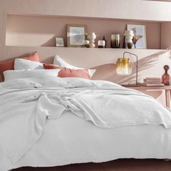 Blanc Cerise Couvre-lits Couvre Lit En Gaze De Coton 240x260 Cm Blanc Craie 6 Blanc Cerise Couvre-lits Couvre Lit En Gaze De Coton 240x260 Cm Blanc Craie – Image 4