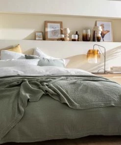 Blanc Cerise Couvre-lits Couvre Lit En Gaze De Coton 240x260 Cm Kaki