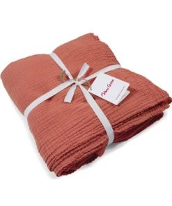 Blanc Cerise Couvre-lits Couvre Lit En Gaze De Coton 240x260 Cm Terracotta -Couvre-lits Soldes 2022 couvre lit en gaze de coton 240x260 cm terracotta 4