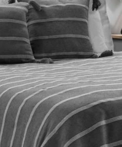 Home Maison Couvre-lits Couvre Lit En Jacquard Rayé Coton Anthracite 220 X 180 -Couvre-lits Soldes 2022 couvre lit en jacquard raye coton anthracite 220 x 180 2