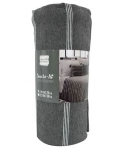 Home Maison Couvre-lits Couvre Lit En Jacquard Rayé Coton Anthracite 220 X 180 -Couvre-lits Soldes 2022 couvre lit en jacquard raye coton anthracite 220 x 180 3