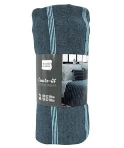 Home Maison Couvertures Couvre Lit En Jacquard Rayé Coton Bleu 220 X 180 -Couvre-lits Soldes 2022 couvre lit en jacquard raye coton bleu 220 x 180 3