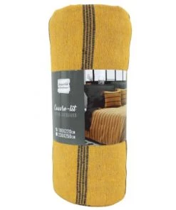 Home Maison Couvre-lits Couvre Lit En Jacquard Rayé Coton Jaune 250 X 230 -Couvre-lits Soldes 2022 couvre lit en jacquard raye coton jaune 250 x 230 4
