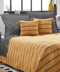 Home Maison Couvre-lits Couvre Lit En Jacquard Rayé Coton Rose 250 X 230 -Couvre-lits Soldes 2022 couvre lit en jacquard raye coton jaune 250 x 230 7
