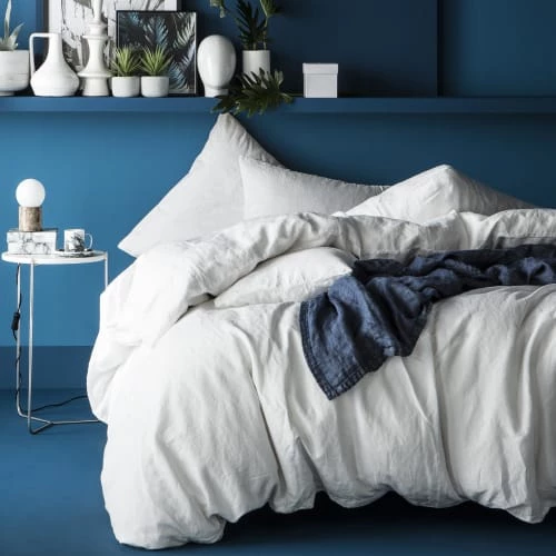 Blanc Cerise Couvre-lits Couvre-lit En Lin 250x280 Cm Marine 4 Blanc Cerise Couvre-lits Couvre-lit En Lin 250x280 Cm Marine – Image 2