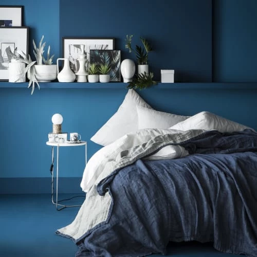 Blanc Cerise Couvre-lits Couvre-lit En Lin 250x280 Cm Marine 5 Blanc Cerise Couvre-lits Couvre-lit En Lin 250x280 Cm Marine – Image 3