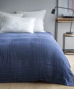 Blanc Cerise Couvre-lits Couvre-lit En Lin 250x280 Cm Marine