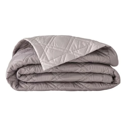Alexandre Turpault Couvre-lits Couvre Lit En Satin De Coton Bio Gris Et Beige 260x240 4 Alexandre Turpault Couvre-lits Couvre Lit En Satin De Coton Bio Gris Et Beige 260x240 – Image 2