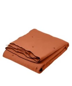 Madura Couvre-lits Couvre-lit Matelassé 225x280 Cm Terracotta Et Bourdon Noir En Lin -Couvre-lits Soldes 2022 couvre lit matelasse 225x280 cm terracotta et bourdon noir en lin 4