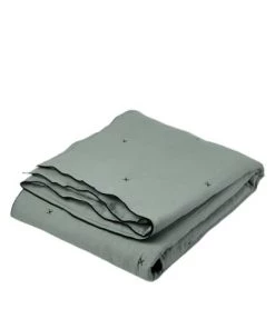 Madura Couvre-lits Couvre-lit Matelassé 225x280 Cm Vert De Gris Et Bourdon Noir En Lin