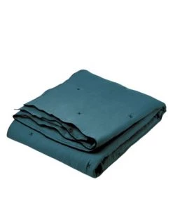 Madura Couvre-lits Couvre-lit Matelassé 250x280 Cm Pétrole Et Bourdon Noir En Lin