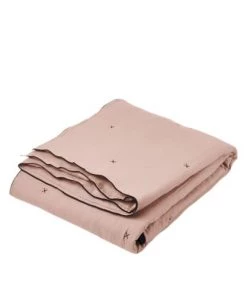 Madura Couvre-lits Couvre-lit Matelassé 250x280 Cm Rose Poudré Et Bourdon Noir En Lin