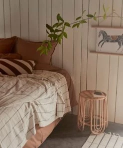 OYOY Living Design Couvre-lits Couvre-lit Rayé Blanc En Coton Organique 270x270cm -Couvre-lits Soldes 2022 couvre lit raye blanc en coton organique 270x270cm 1