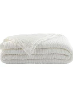 Essix Couvre-lits Couvre-lit Uni En Gaze De Coton Blanc 260x240