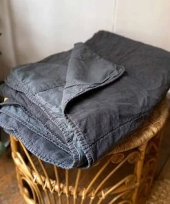 Passage Vernet Couvre-lits Couvre-lit XL En Lin Lavé Gris Anthracite Doublure En Percale De Coton -Couvre-lits Soldes 2022 couvre lit xl en lin lave gris anthracite doublure en percale de coton 3