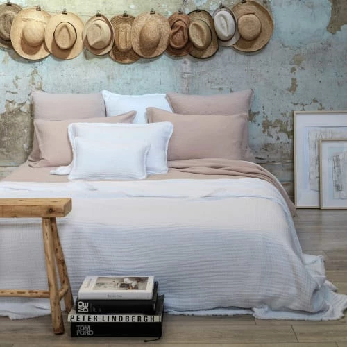 Maison D'été Couvre-lits Dessus De Lit En Gaze De Coton Blanc 240X260 CM 3 Maison D'été Couvre-lits Dessus De Lit En Gaze De Coton Blanc 240X260 CM