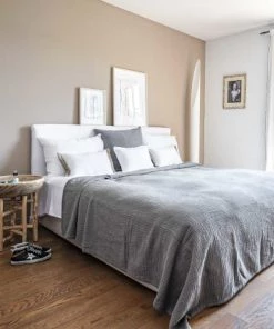 Maison D'été Couvre-lits Dessus De Lit En Gaze De Coton Gris Souris 260X270 CM