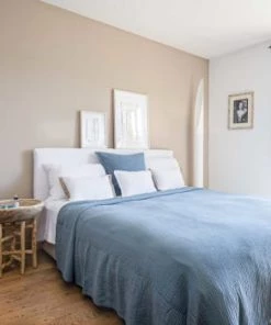 Maison D'été Couvre-lits Dessus De Lit En Gaze De Coton Blanc 240X260 CM -Couvre-lits Soldes 2022 dessus de lit gaze de coton bleu fume 240x260 cm