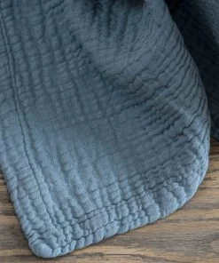 Maison D'été Couvre-lits Dessus De Lit Gaze De Coton Bleu Fumé 240X260 CM -Couvre-lits Soldes 2022 dessus de lit gaze de coton bleu fume 240x260 cm 4