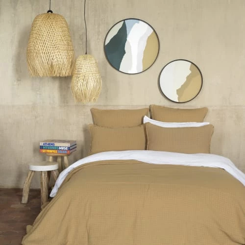 Maison D'été Couvre-lits Dessus De Lit Gaze De Coton Camel 240X260 CM 3 Maison D'été Couvre-lits Dessus De Lit Gaze De Coton Camel 240X260 CM