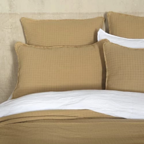 Maison D'été Couvre-lits Dessus De Lit Gaze De Coton Camel 240X260 CM 4 Maison D'été Couvre-lits Dessus De Lit Gaze De Coton Camel 240X260 CM – Image 2