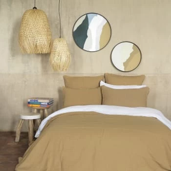 Maison D'été Couvre-lits Dessus De Lit Gaze De Coton Camel 240X260 CM 7 Maison D'été Couvre-lits Dessus De Lit Gaze De Coton Camel 240X260 CM – Image 5