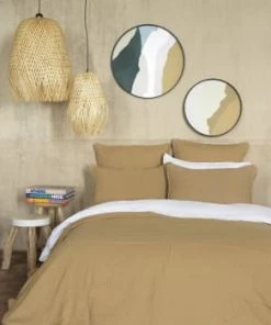 Maison D'été Couvre-lits Dessus De Lit Gaze De Coton Bleu Minéral 280X280 CM -Couvre-lits Soldes 2022 dessus de lit gaze de coton camel 280x280 cm 5