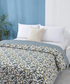 Home Maison Couvre-lits Dessus De Lit Imprimé Tropical Polyester Bleu Canard 220x240cm -Couvre-lits Soldes 2022 dessus de lit imprime tropical polyester bleu canard 220x240cm 2