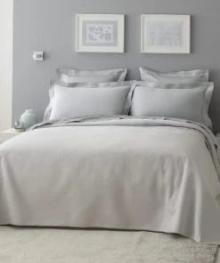 MPC Maison Couvre-lits Dessus De Lit Luxe En Coton Gris Clair 275x260 Cm