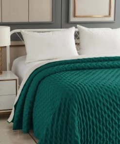 Home Maison Couvre-lits Dessus De Lit Matelassé Réversible Polyester Bleu Canard 260 X 240 -Couvre-lits Soldes 2022 dessus de lit matelasse reversible polyester bleu canard 260 x 240 4