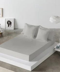 Naf Naf Draps Plats Drap De Lit En Coton Beige 160x280 -Couvre-lits Soldes 2022 drap de lit en coton gris 160x280 5