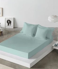 Naf Naf Draps Plats Drap De Lit En Coton Vert 160x280