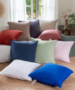 Carré Blanc Draps Plats Drap De Lit Lin Lavé Uni Eucalyptus 240 X 290 Cm -Couvre-lits Soldes 2022 drap de lit lin lave uni eucalyptus 240 x 290 cm 5