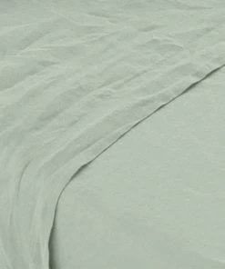 Carré Blanc Draps Plats Drap De Lit Lin Lavé Uni Eucalyptus 270 X 290 Cm -Couvre-lits Soldes 2022 drap de lit lin lave uni eucalyptus 270 x 290 cm 3