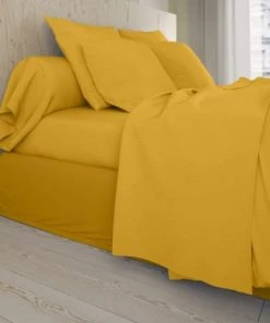 Dodo Draps Plats Drap Plat Coton Jaune 240x310 Cm
