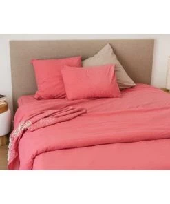 Toison D'Or Draps Plats Drap Plat En Coton Lavé Coton Sorbet 290 X 180