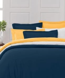 Sensei Maison Draps Plats Drap Plat En Percale De Coton Indigo 270x300 Cm -Couvre-lits Soldes 2022 drap plat en percale de coton indigo 270x300 cm 2