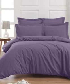 Sensei Maison Draps Plats Drap Plat En Percale De Coton Pourpre 180x290 Cm