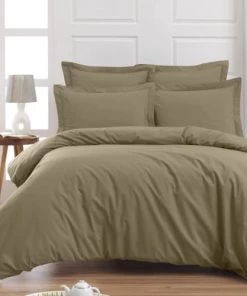 Sensei Maison Draps Plats Drap Plat En Percale De Coton Taupe 240x300 Cm