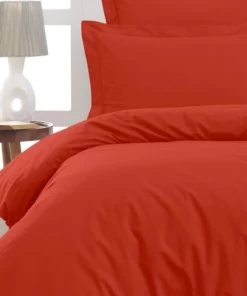 Sensei Maison Draps Plats Drap Plat En Percale De Coton Terracota 180x290 Cm -Couvre-lits Soldes 2022 drap plat en percale de coton terracota 180x290 cm 1