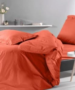 Montéléone Draps Plats Drap Plat En Percale Orange 180X290 Cm